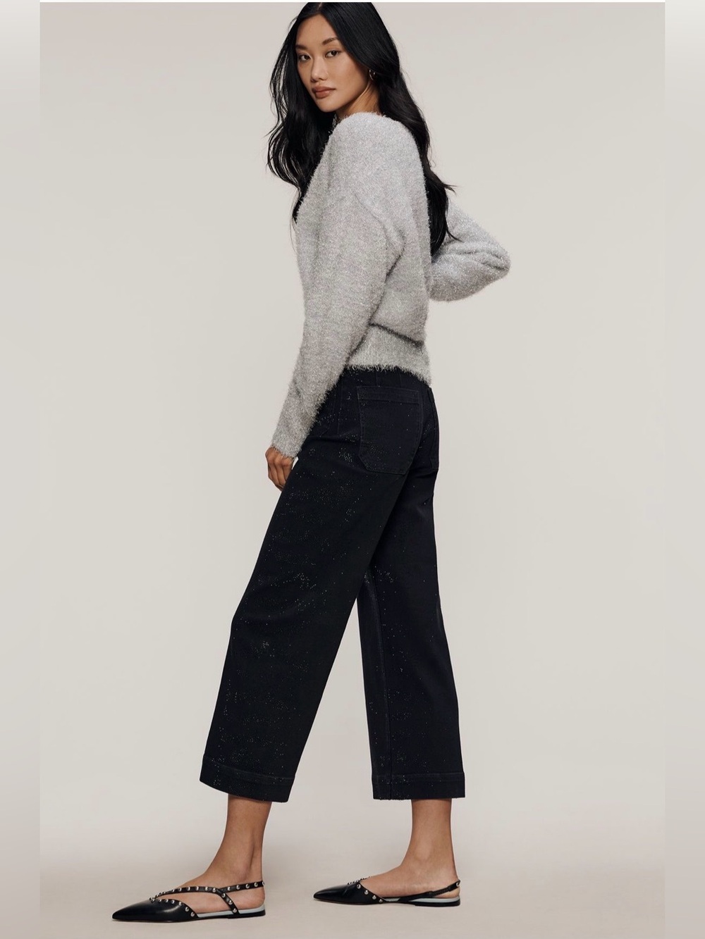 Maeve Colette Sparkle High-Rise Wide-Leg Cropped Jeans - Picture 5 of 16